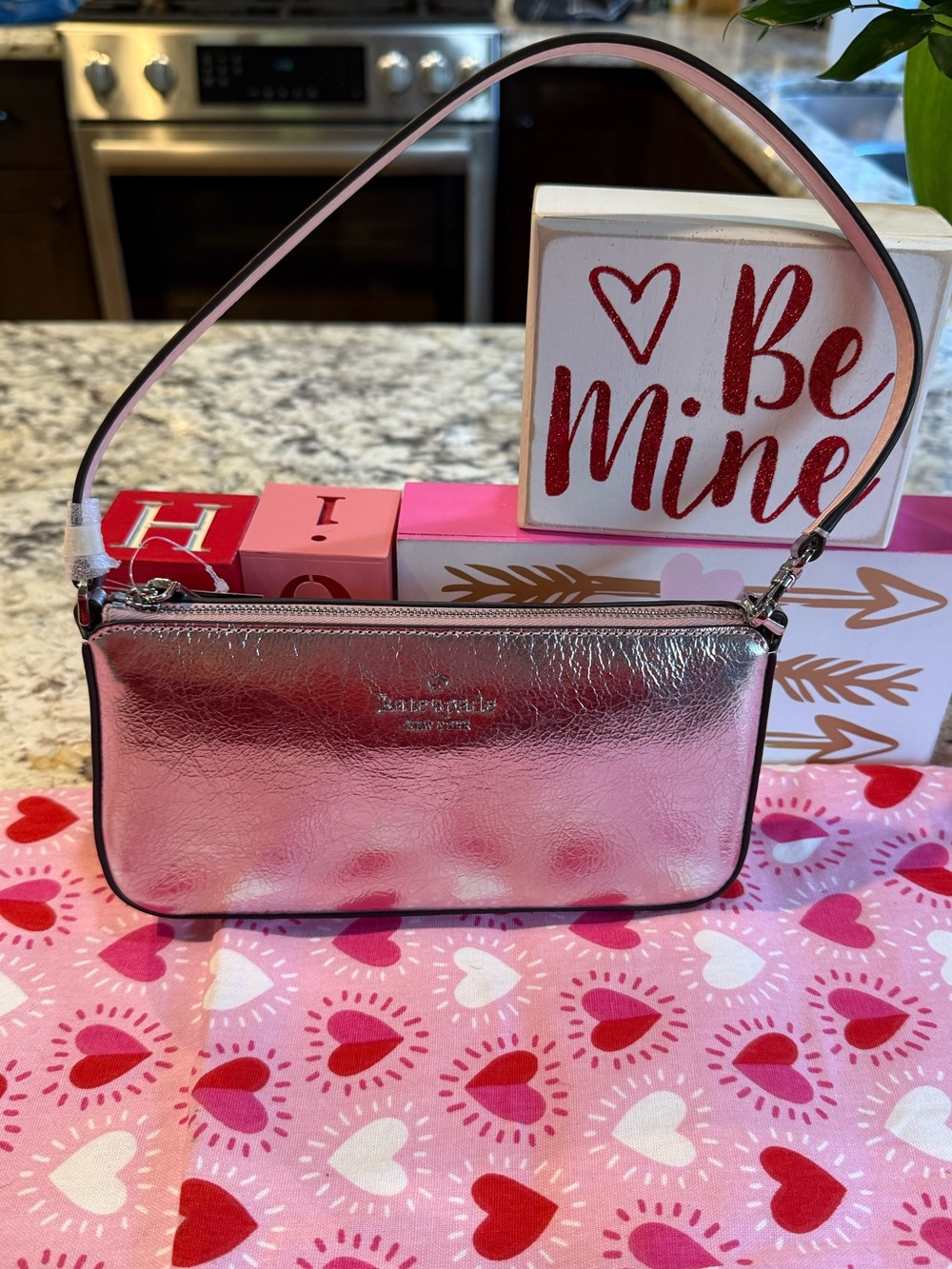 NEW kate spade new york Gemini Crinkle Metallic Convertible Wristlet -Lilac Moon